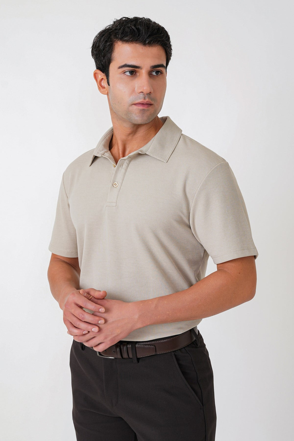 Slim Fit Pamuklu Kıvrılmaz Polo Yaka Taş Tişört TS 928