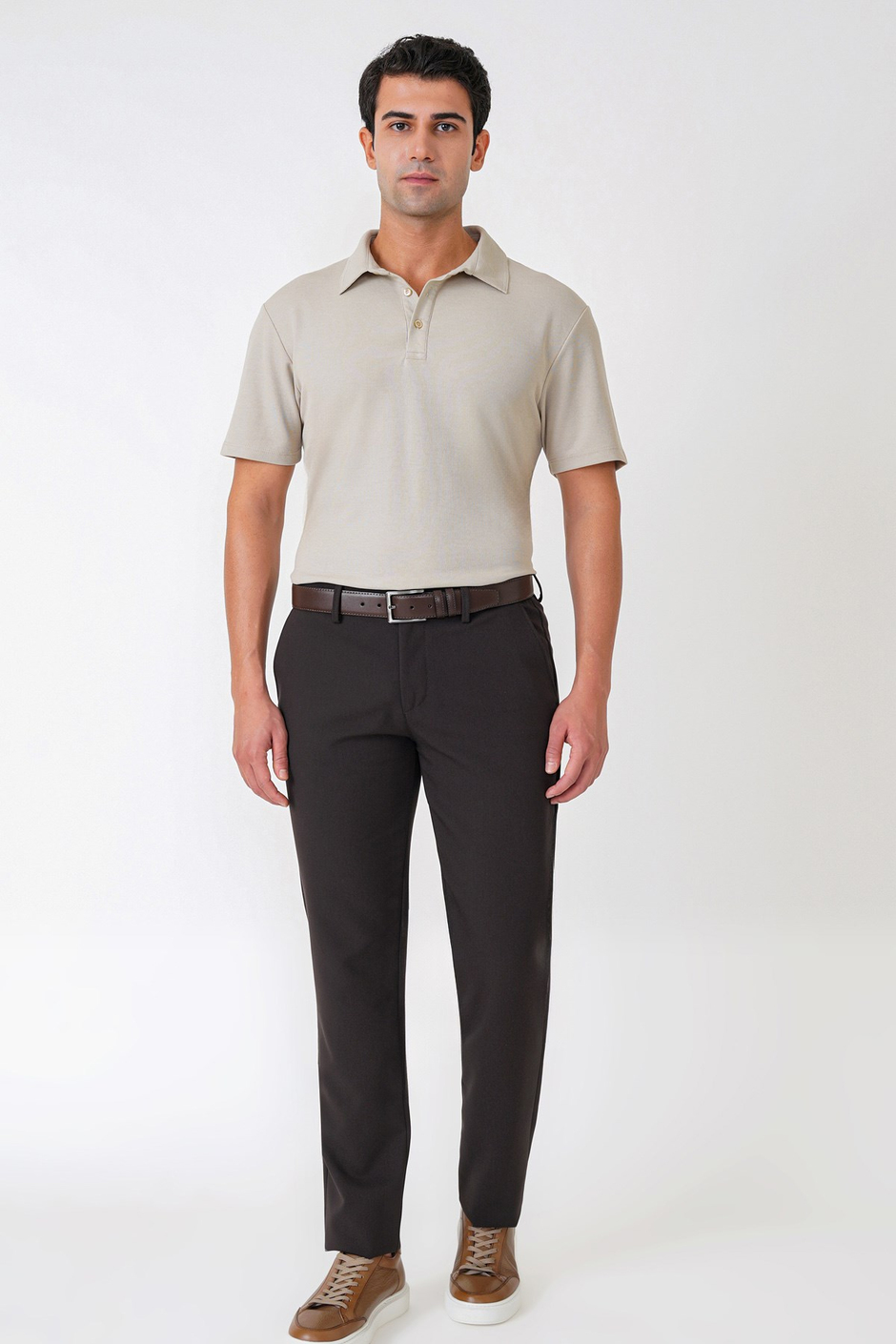 Slim Fit Pamuklu Kıvrılmaz Polo Yaka Taş Tişört TS 928