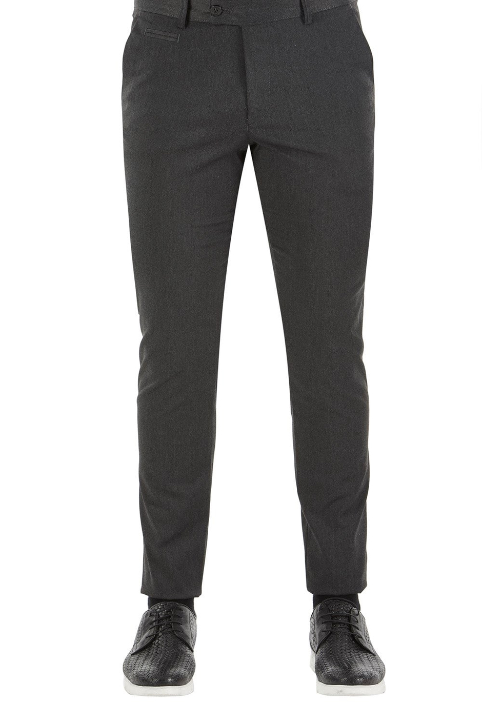 Slim Fit Pilesiz Yan Cepli Esnek Pamuklu Antrasit Pantolon P 1052