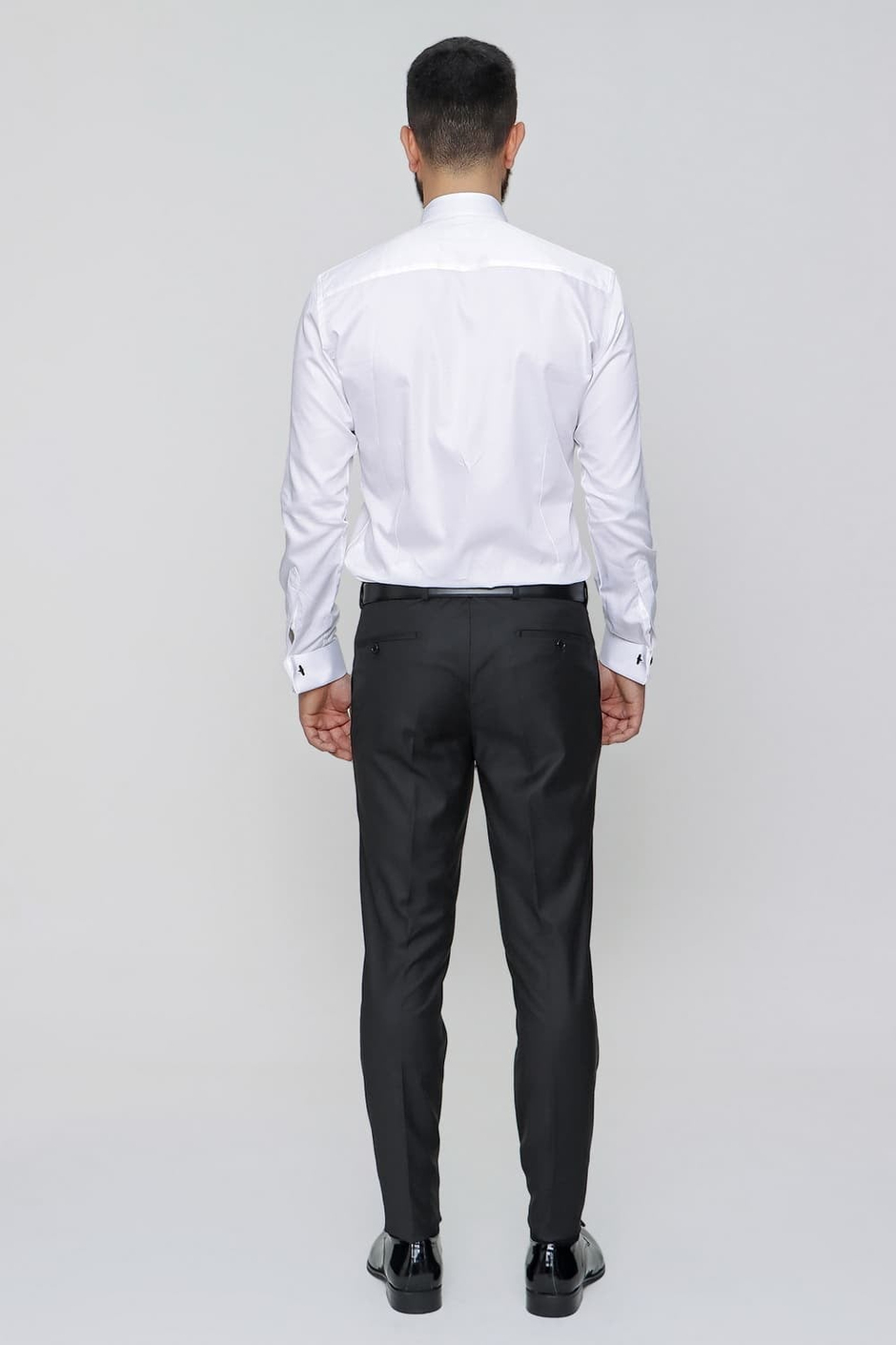 Slim Fit Pilesiz Yan Cepli Esnek Yün Siyah Kumaş Pantolon P 1091
