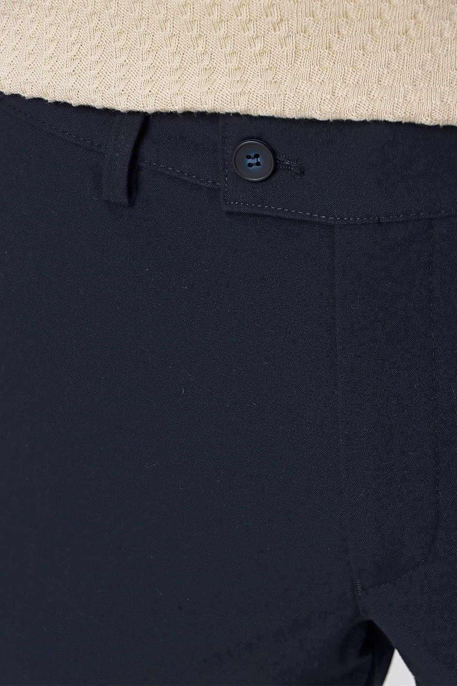 Slim Fit Pilesiz Yan Cepli Esnek Yünlü Lacivert Chino Pantolon P 1102