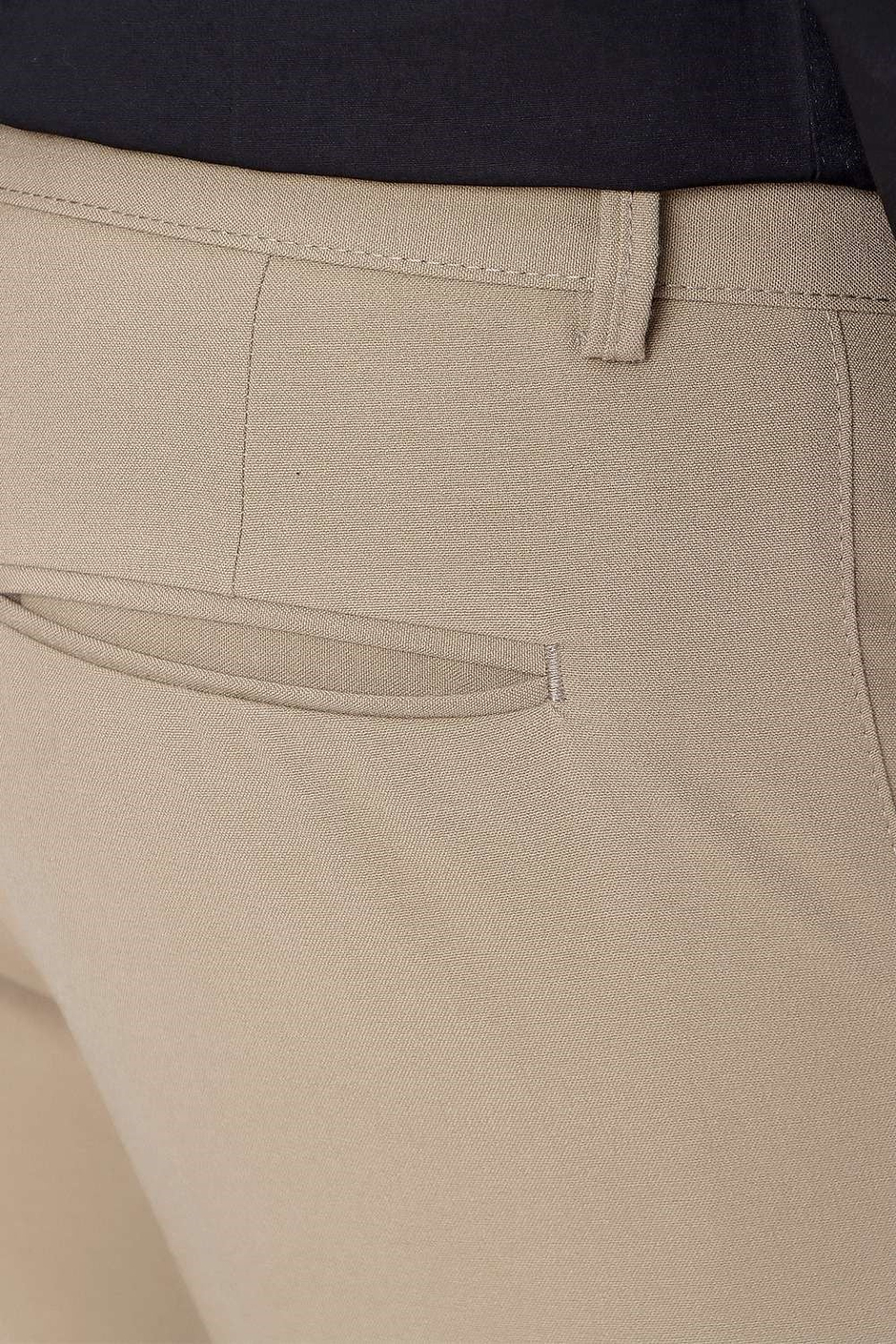Slim Fit Pilesiz Yan Cepli Esnek Yünlü Bej Chino Pantolon P 1102