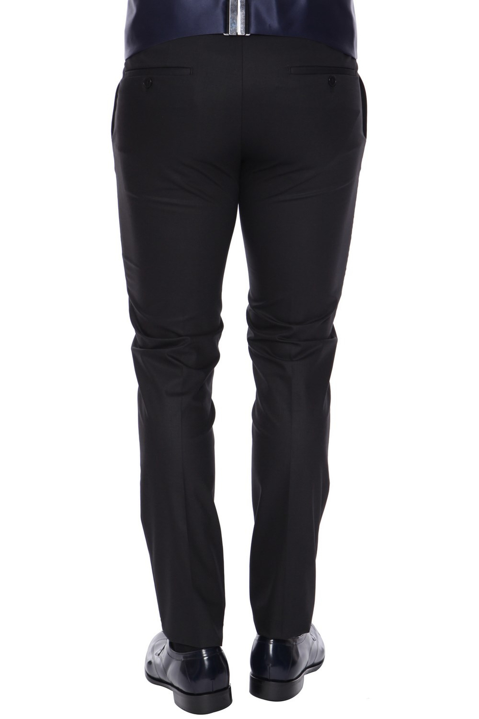 Slim Fit Pilesiz Yan Cepli Esnek Yünlü Siyah Kumaş Pantolon P 1015