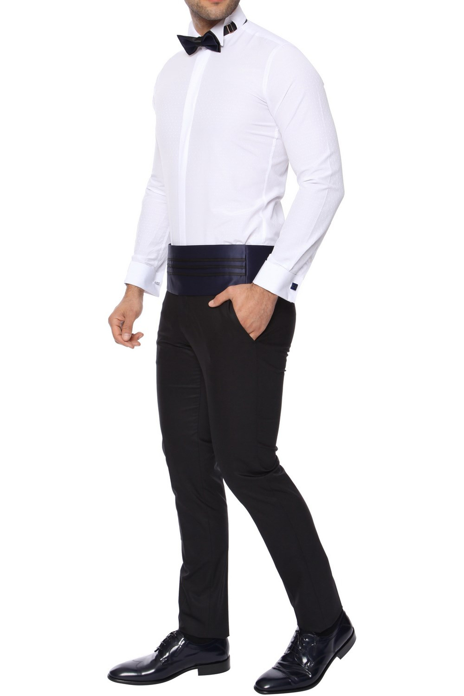 Slim Fit Pilesiz Yan Cepli Esnek Yünlü Siyah Kumaş Pantolon P 1015