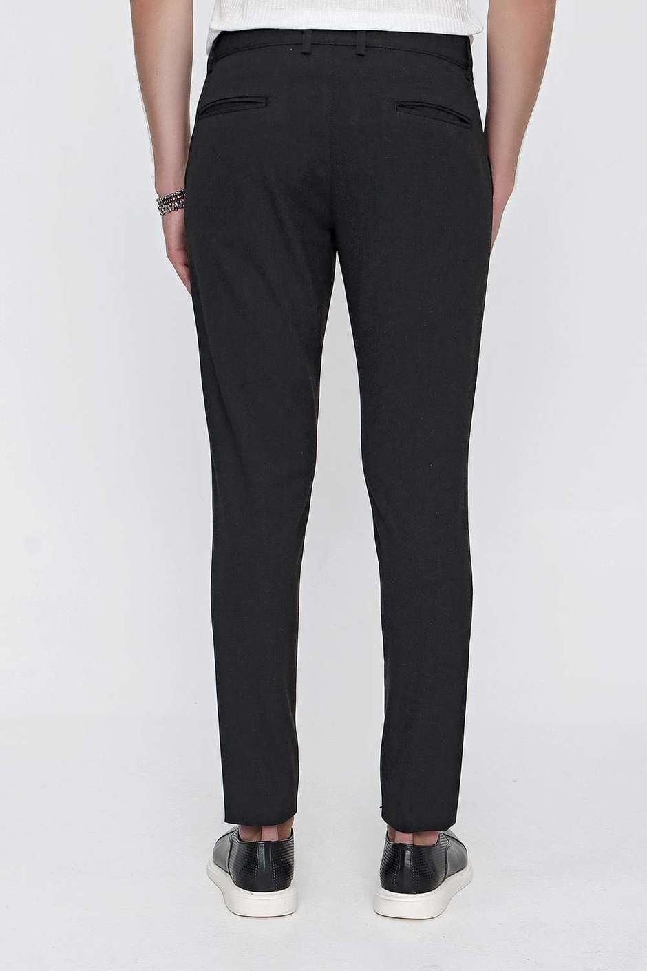 Slim Fit Pilesiz Yan Cepli Esnek Yünlü Antrasit Chino Pantolon P 1102