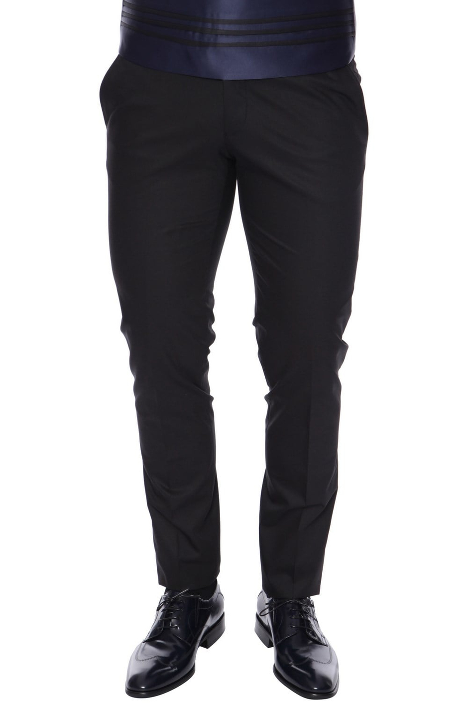 Slim Fit Pilesiz Yan Cepli Esnek Yünlü Siyah Kumaş Pantolon P 1015