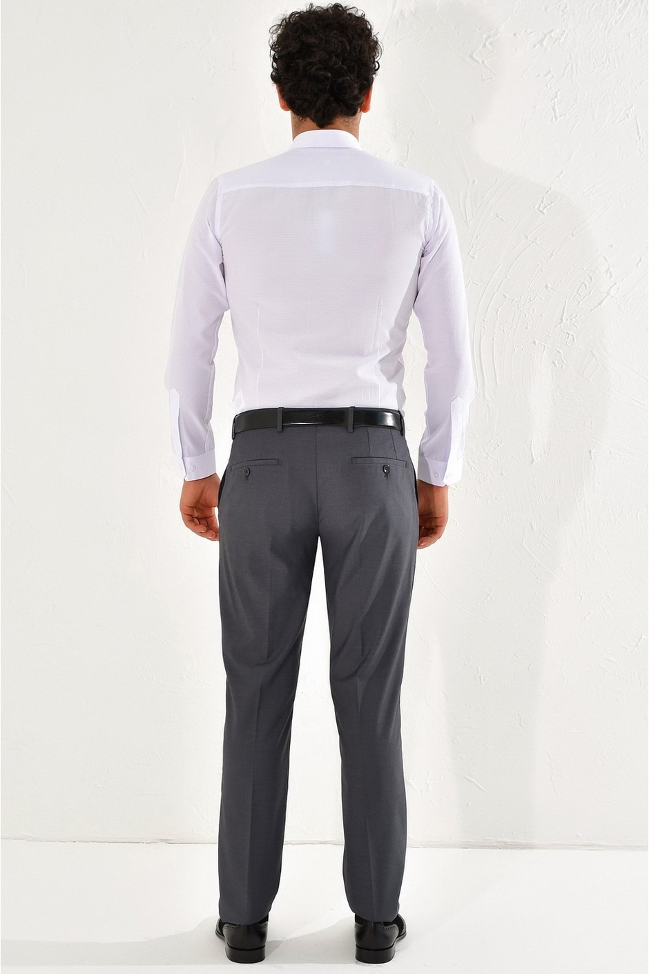 Slim Fit Pilesiz Yan Cepli Esnek Yünlü Antrasit Kumaş Pantolon P 1061