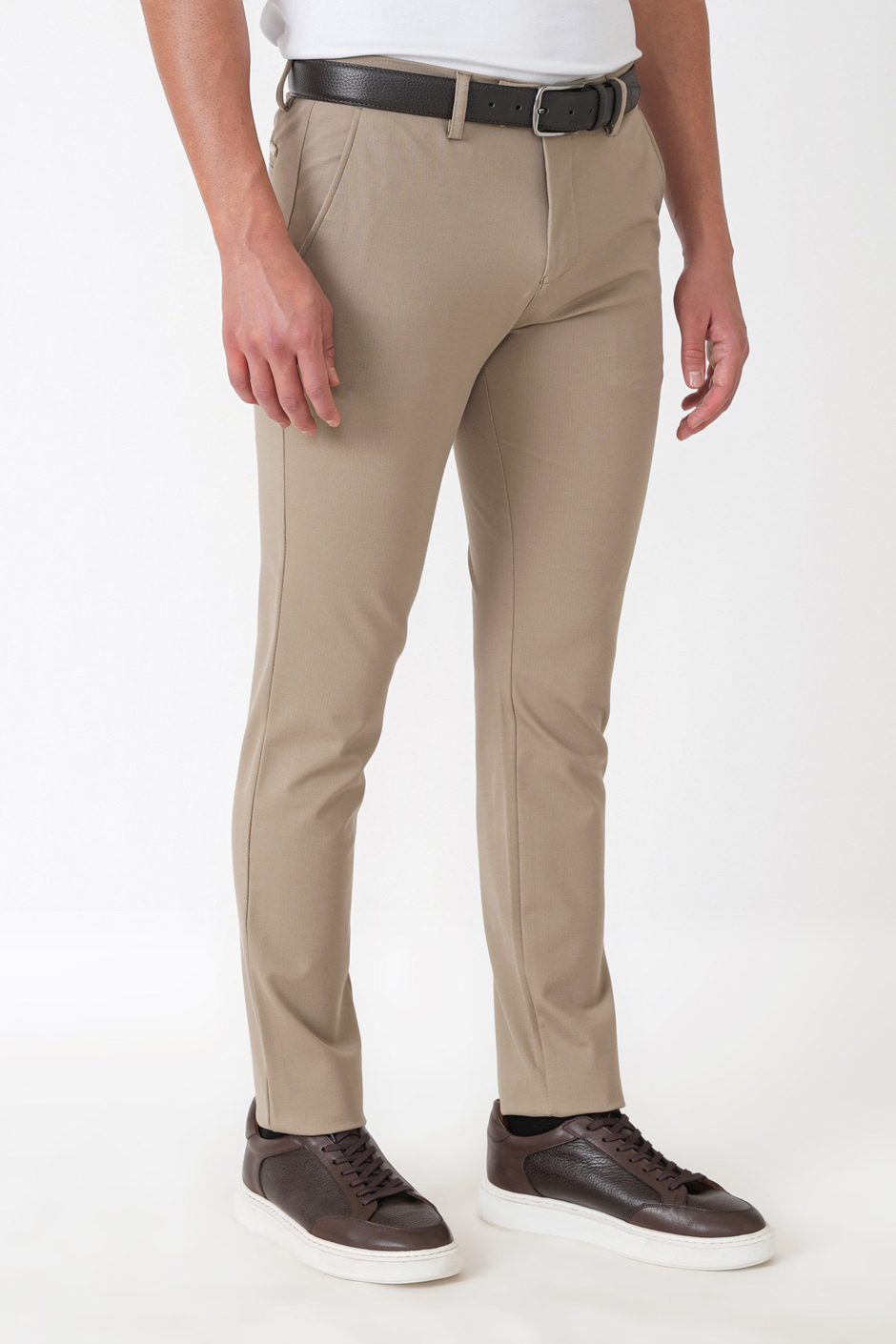 Slim Fit Rayon Karışımlı Esnek Pamuk Bej Pantolon P 1227
