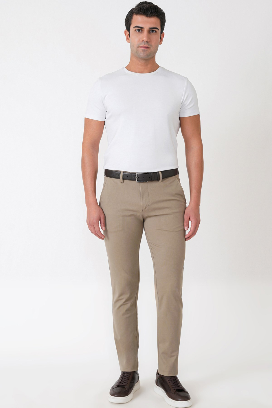 Slim Fit Rayon Karışımlı Esnek Pamuk Bej Pantolon P 1227