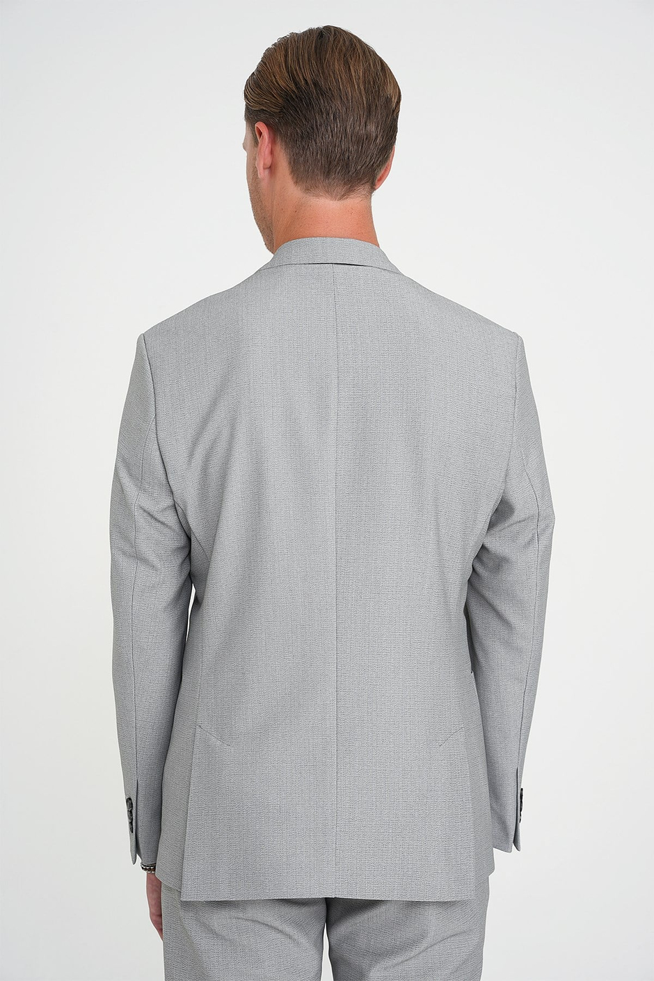 Slim Fit Torba Cep Esnek Pamuk Düz Gri Blazer Ceket C 712
