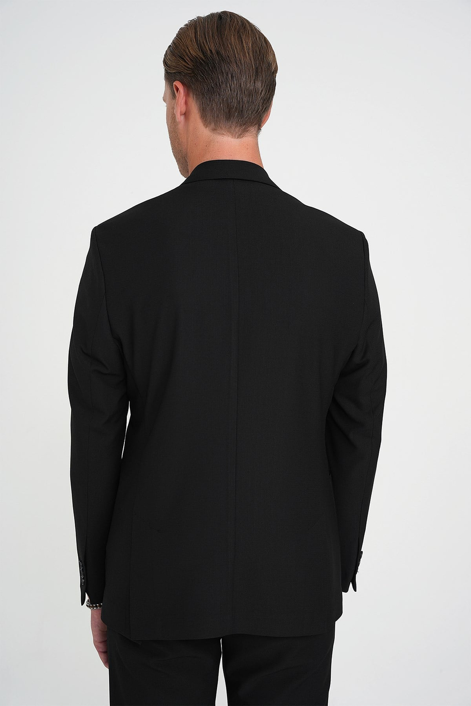 Slim Fit Torba Cep Esnek Pamuk Düz Siyah Blazer Ceket C 712