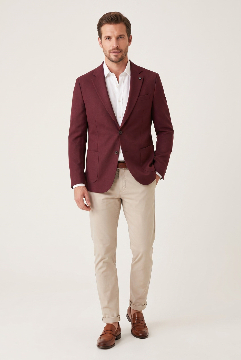 Slim Fit Torba Cepli Esnek Pamuk Bordo Ceket C 735