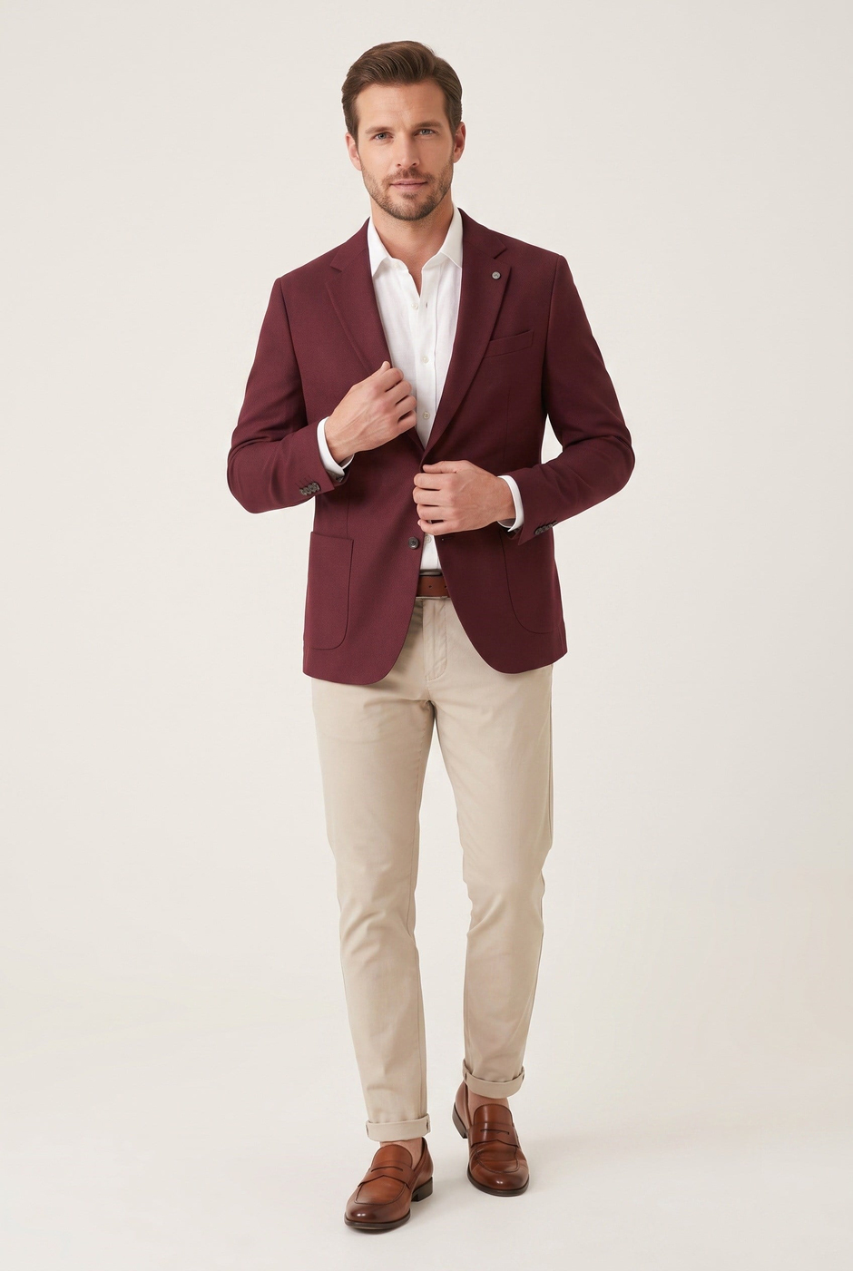 Slim Fit Torba Cepli Esnek Pamuk Bordo Ceket C 735