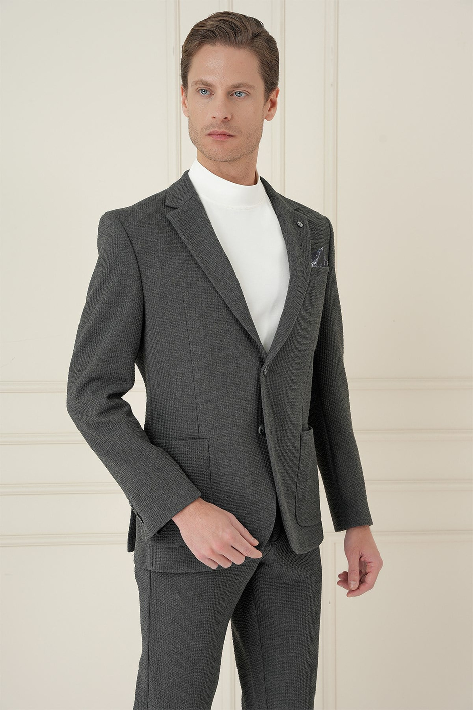 Slim Fit Torba Cepli Esnek Pamuklu Füme Ceket C 694