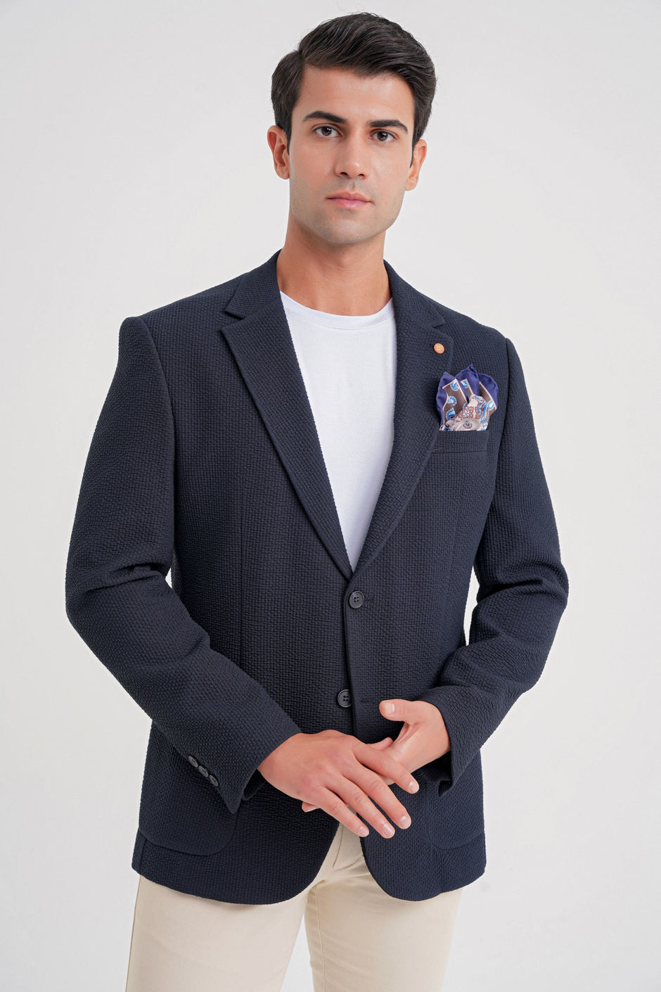 Slim Fit Torba Cepli Esnek Pamuklu Lacivert Ceket C 694