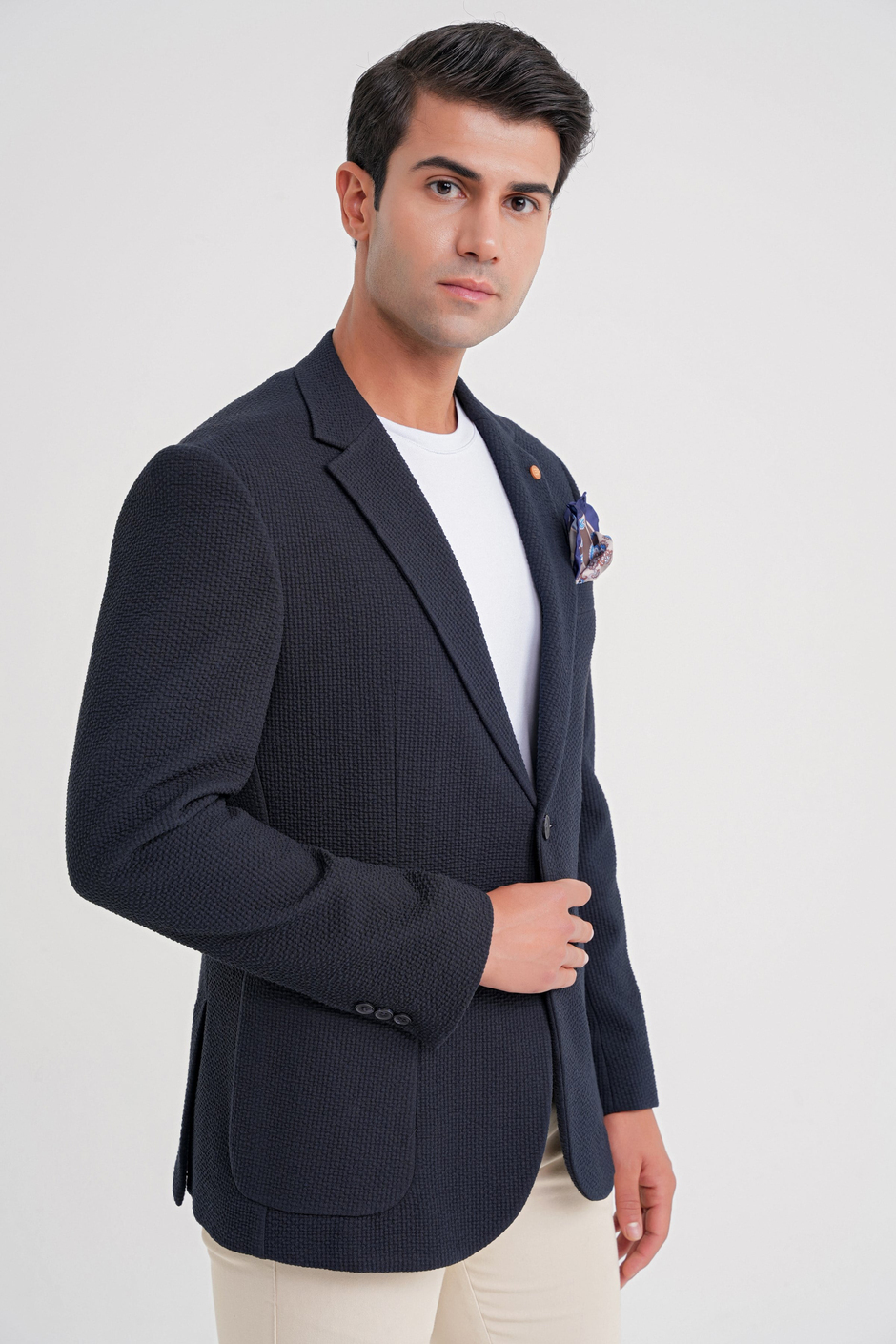 Slim Fit Torba Cepli Esnek Pamuklu Lacivert Ceket C 694