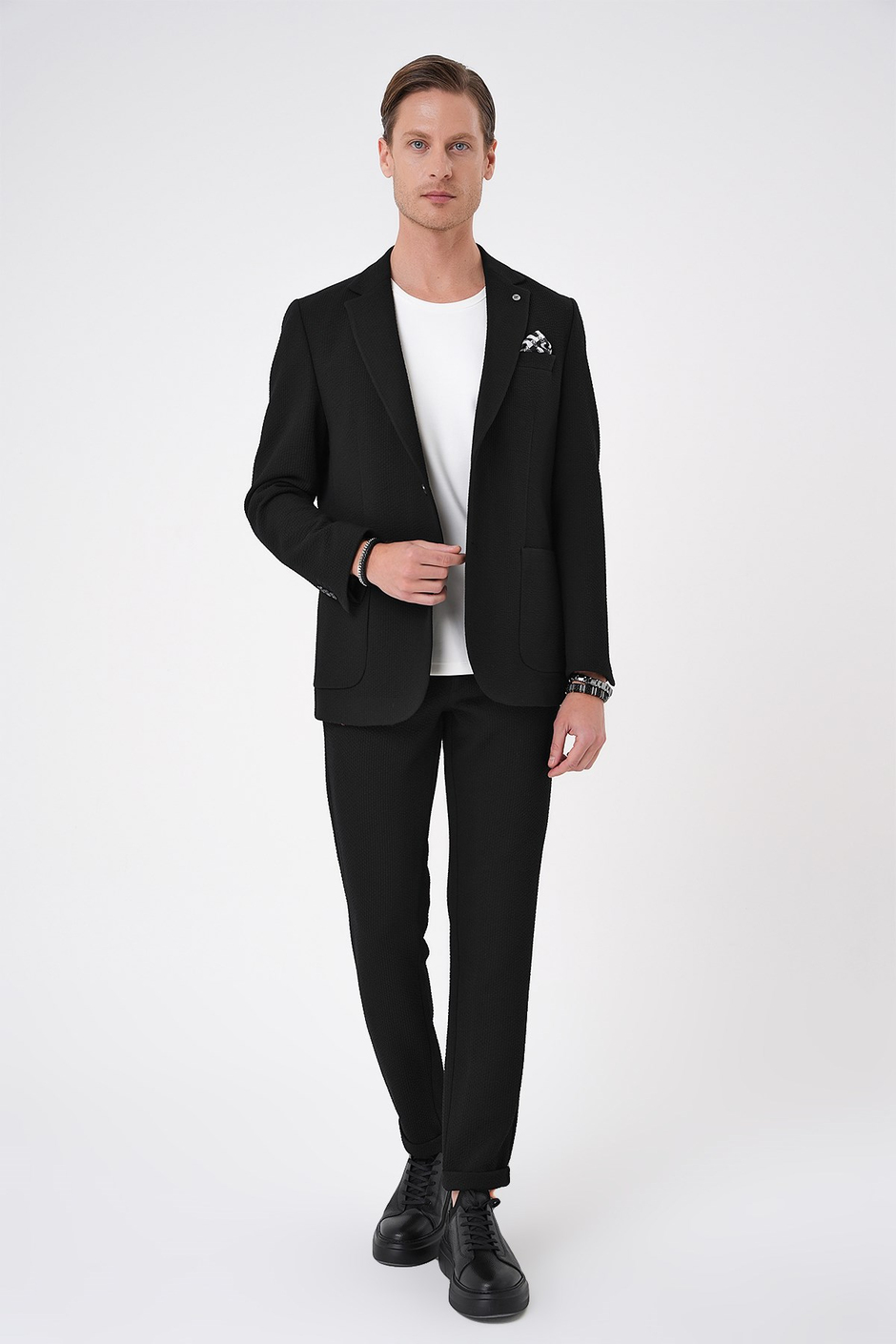 Slim Fit Torba Cepli Esnek Pamuklu Nero Siyah Ceket C 694