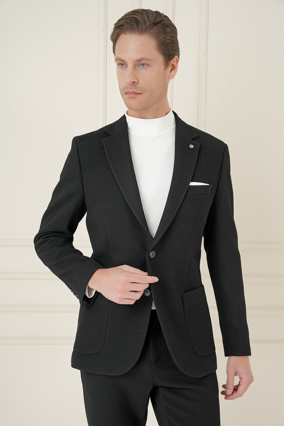 Slim Fit Torba Cepli Esnek Pamuklu Siyah Ceket C 694