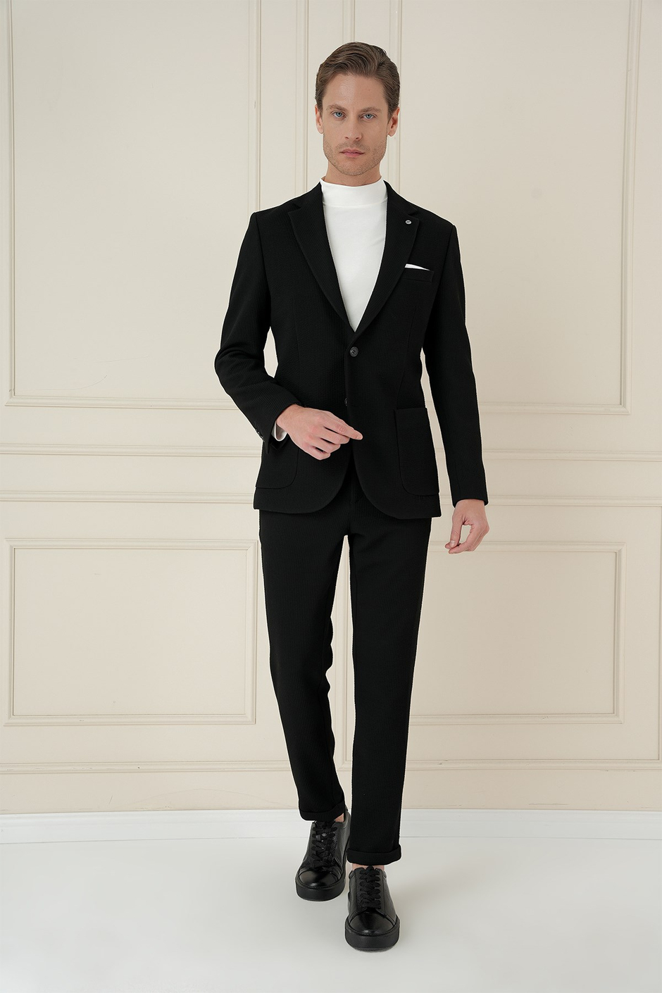 Slim Fit Torba Cepli Esnek Pamuklu Siyah Ceket C 694