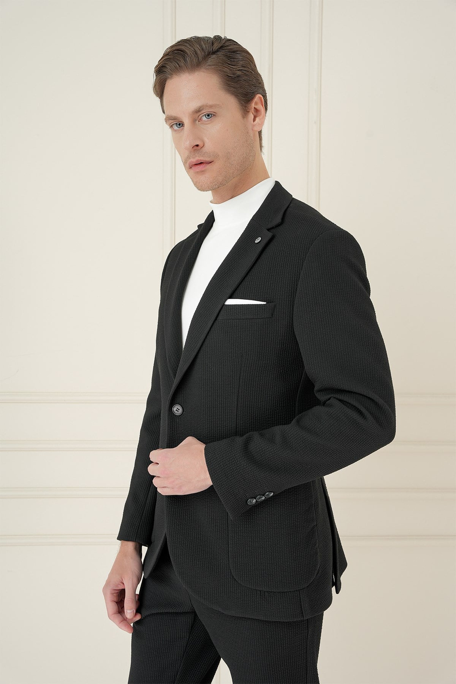 Slim Fit Torba Cepli Esnek Pamuklu Siyah Ceket C 694