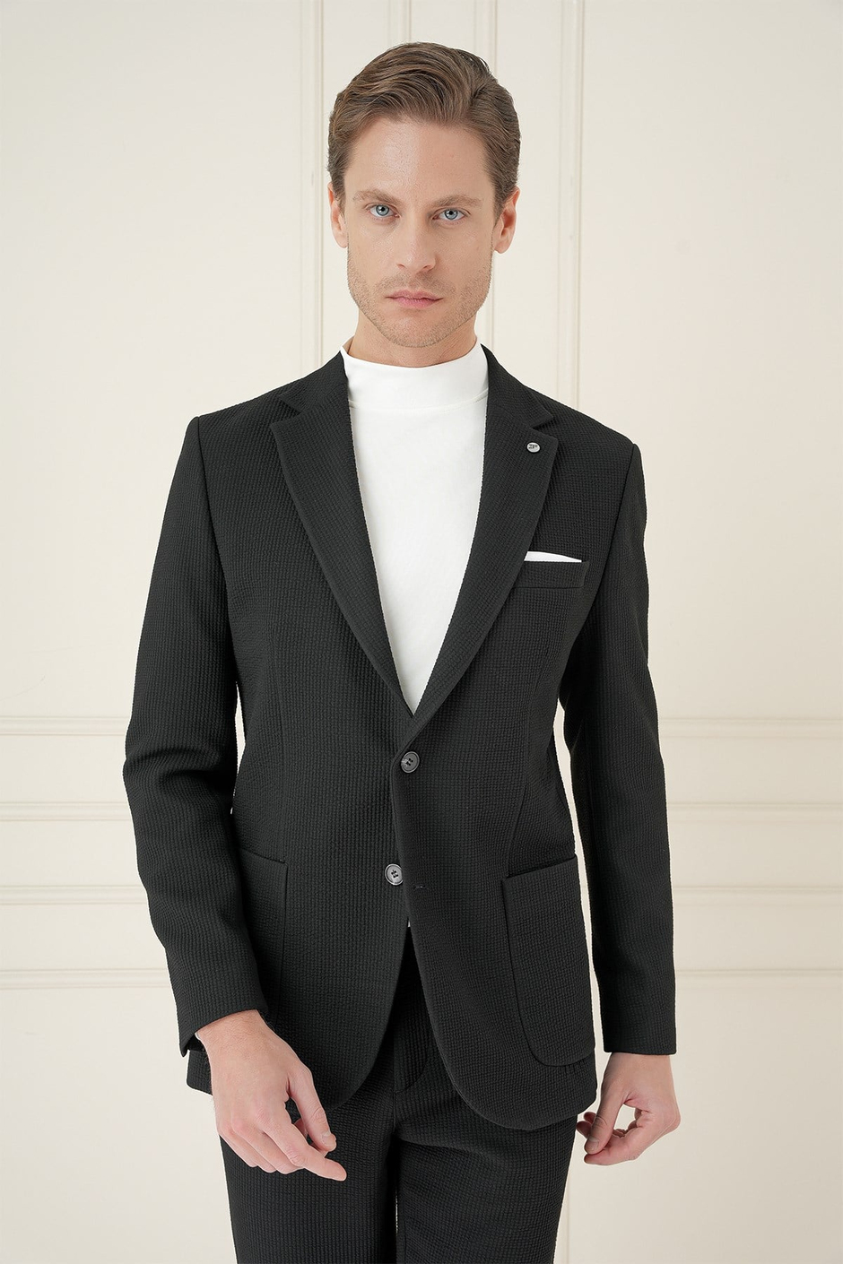 Slim Fit Torba Cepli Esnek Pamuklu Siyah Ceket C 694