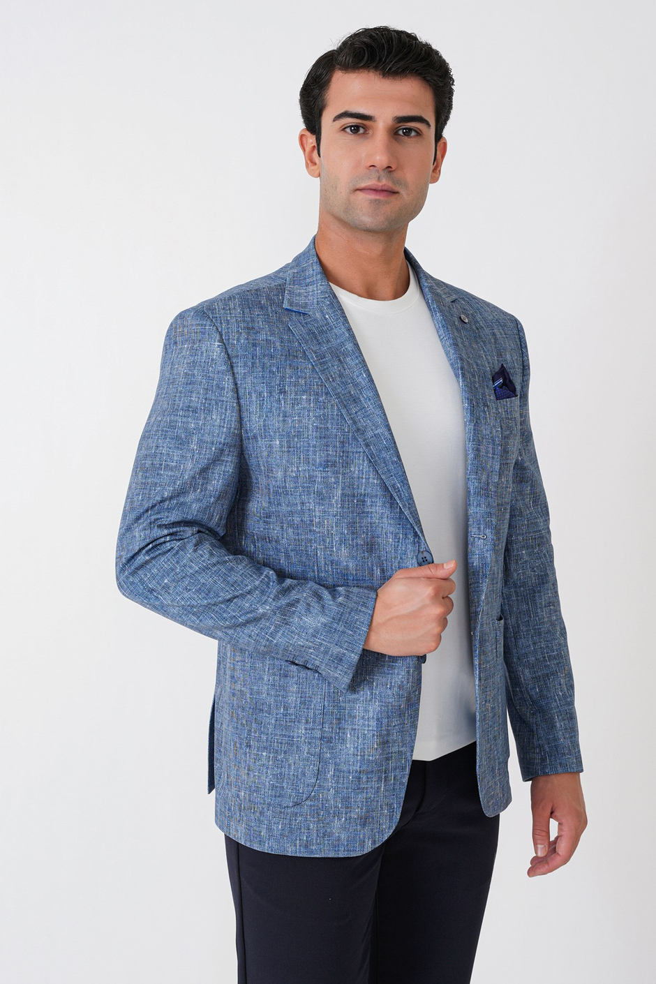 Slim Fit Torba Cepli Kırçıllı Dokuma Esnek Pamuklu İndigo Ceket C 748