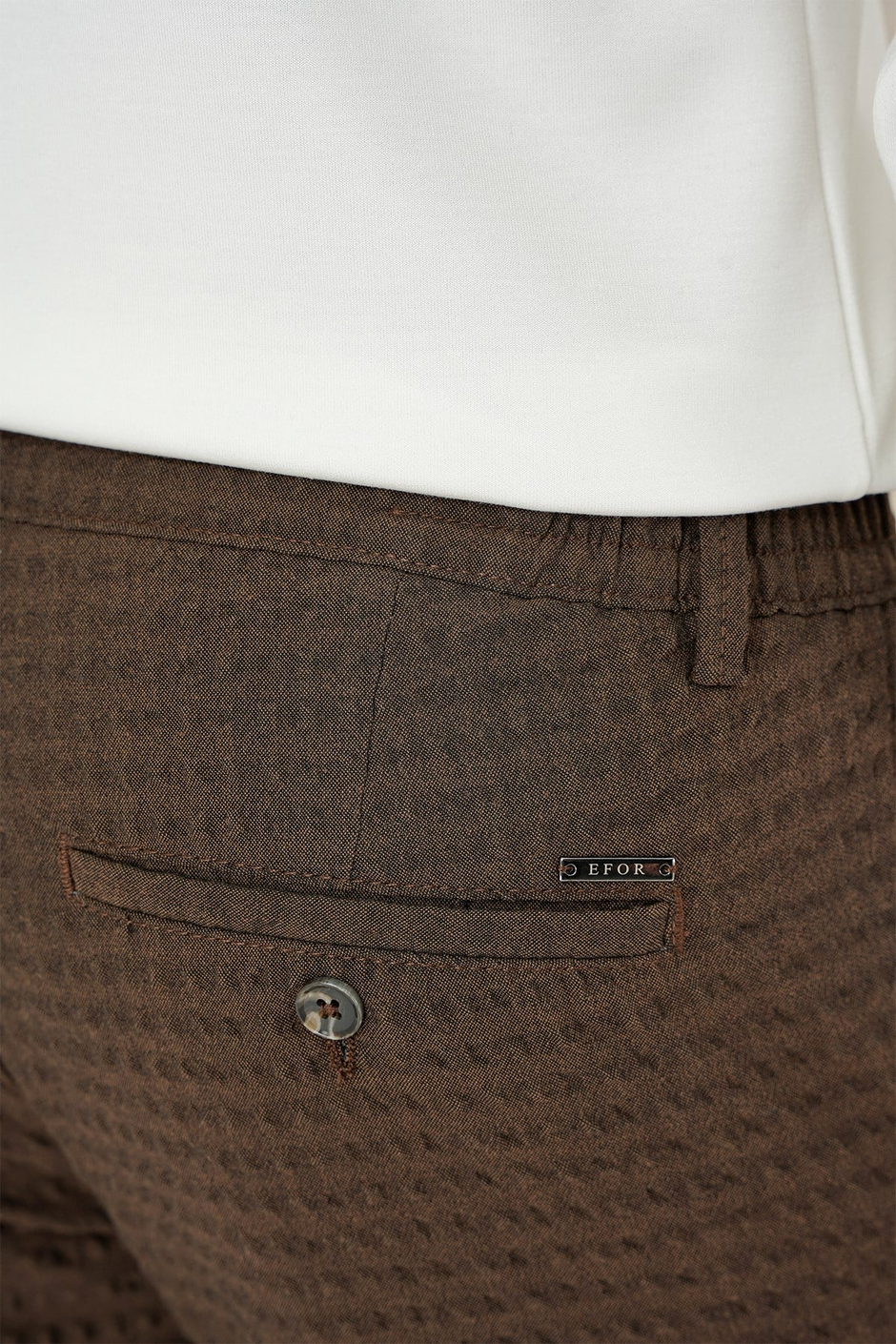 Slim Fit Waffle Kumaş Esnek Pamuk Kahverengi Pantolon P 1168