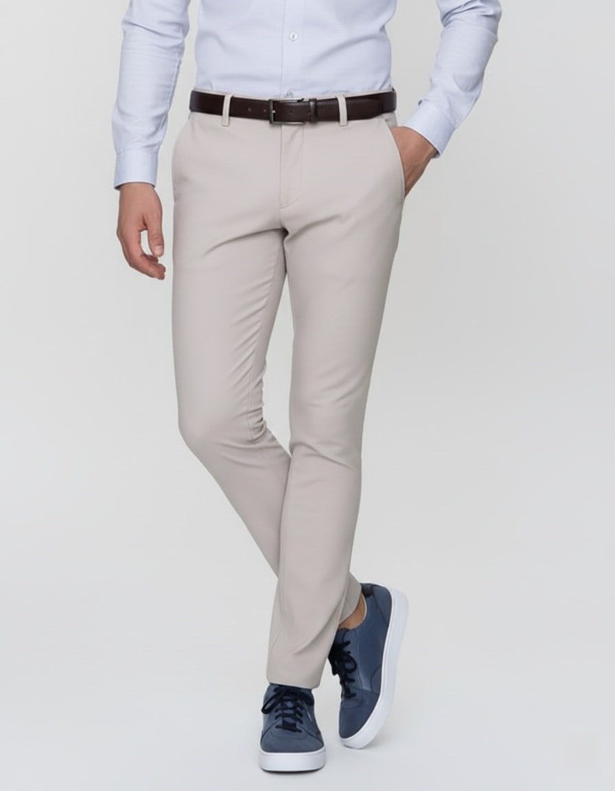 Slim Fit Yan Cep Esnek Pamuklu Bej Chino Pantolon P 1088