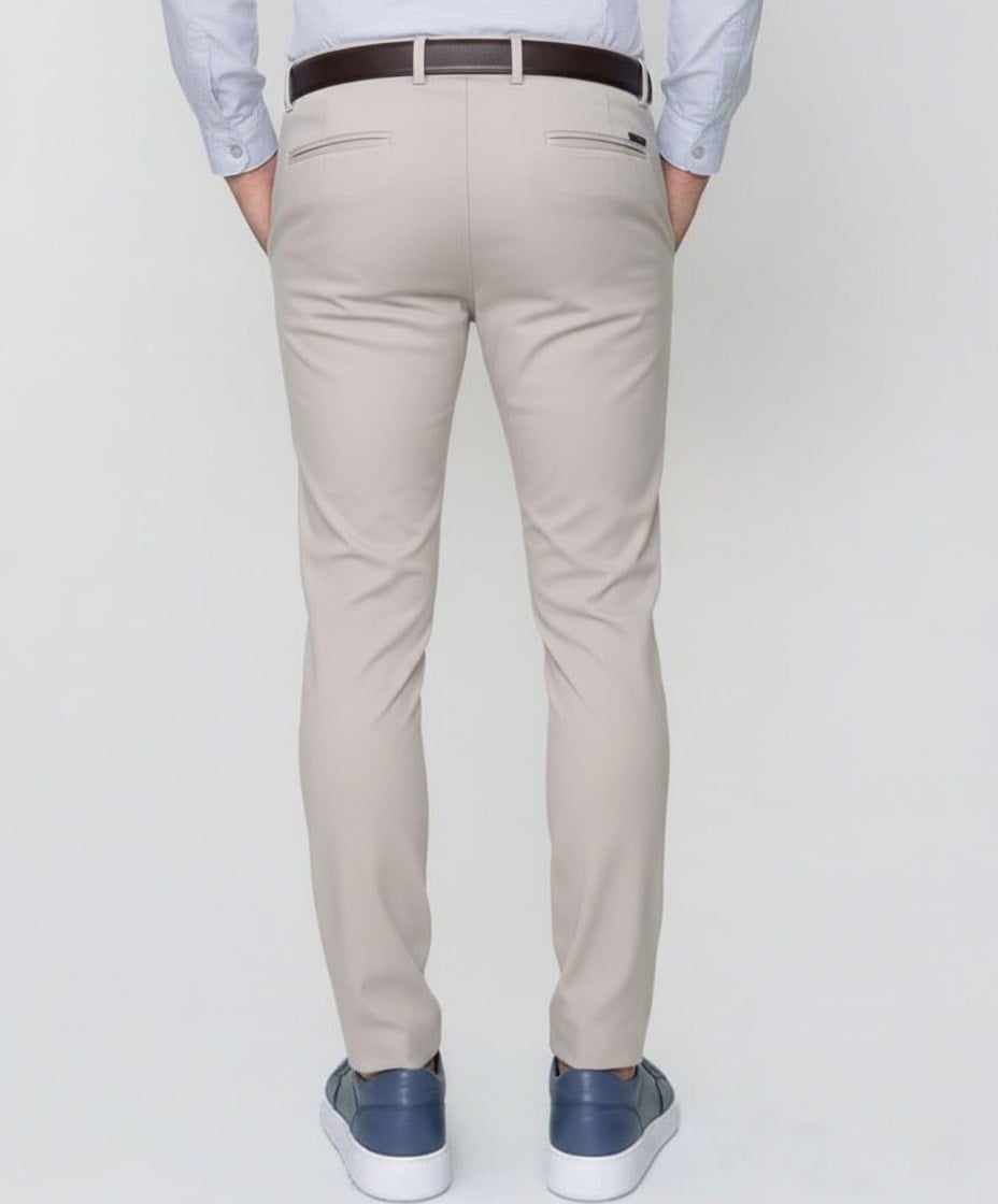 Slim Fit Yan Cep Esnek Pamuklu Bej Chino Pantolon P 1088