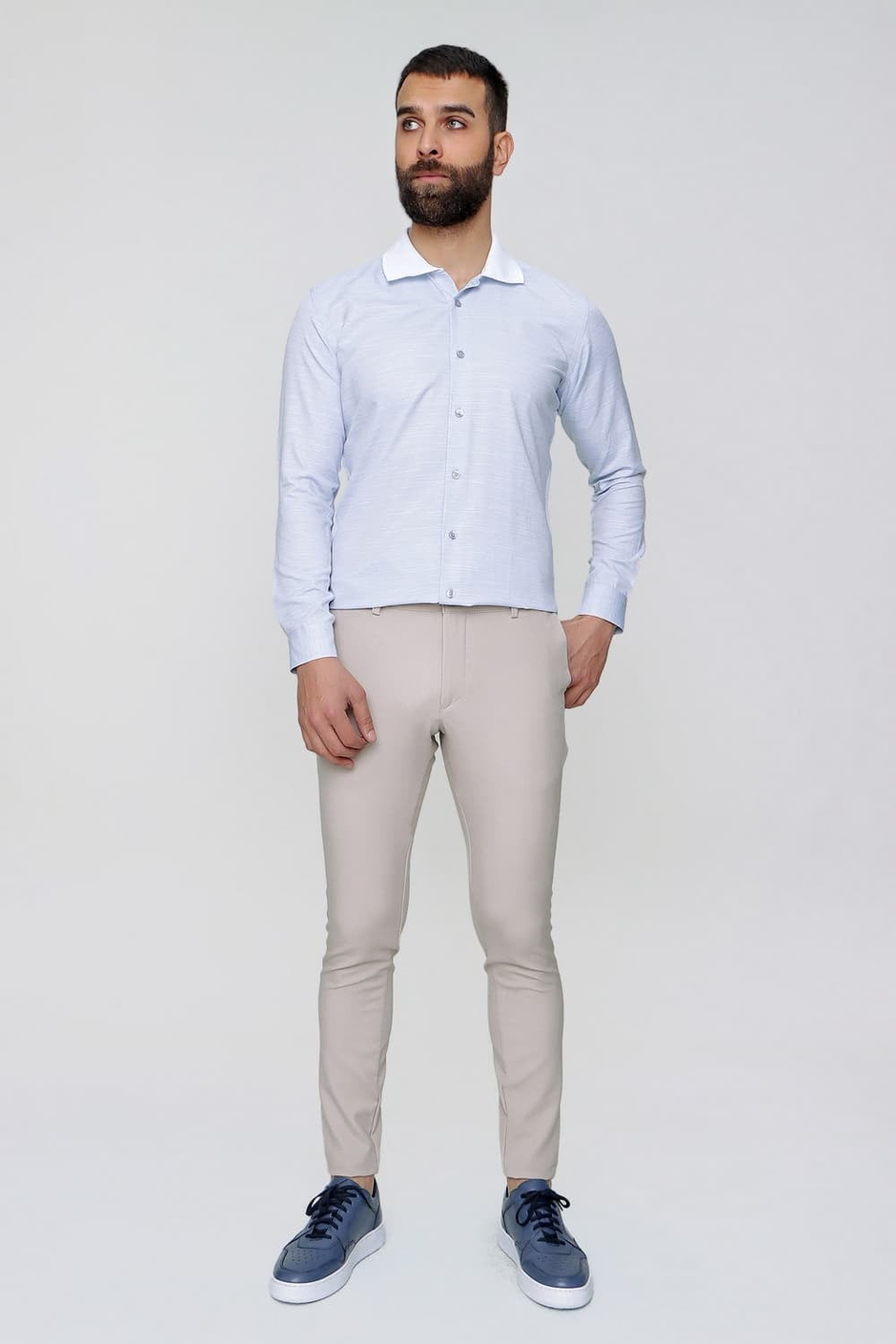 Slim Fit Yan Cep Esnek Pamuklu Bej Chino Pantolon P 1088