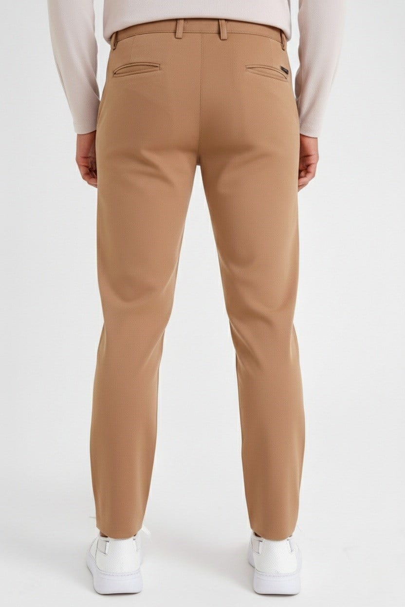 Slim Fit Yan Cep Esnek Pamuklu Camel Chino Pantolon P 1088
