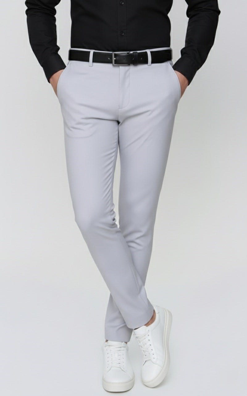 Slim Fit Yan Cep Esnek Pamuklu Gri Chino Pantolon P 1088