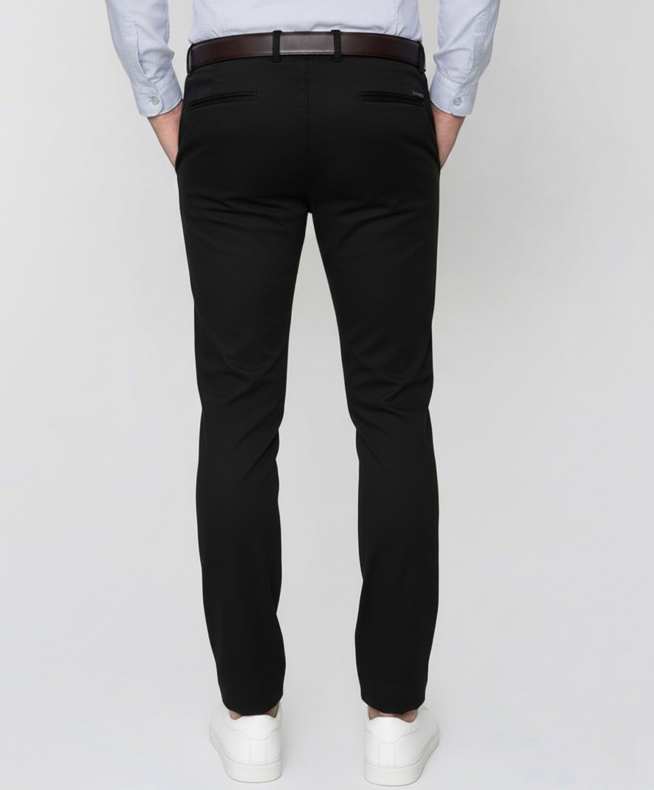 Slim Fit Yan Cep Esnek Pamuklu Casual Siyah Pantolon P 1088