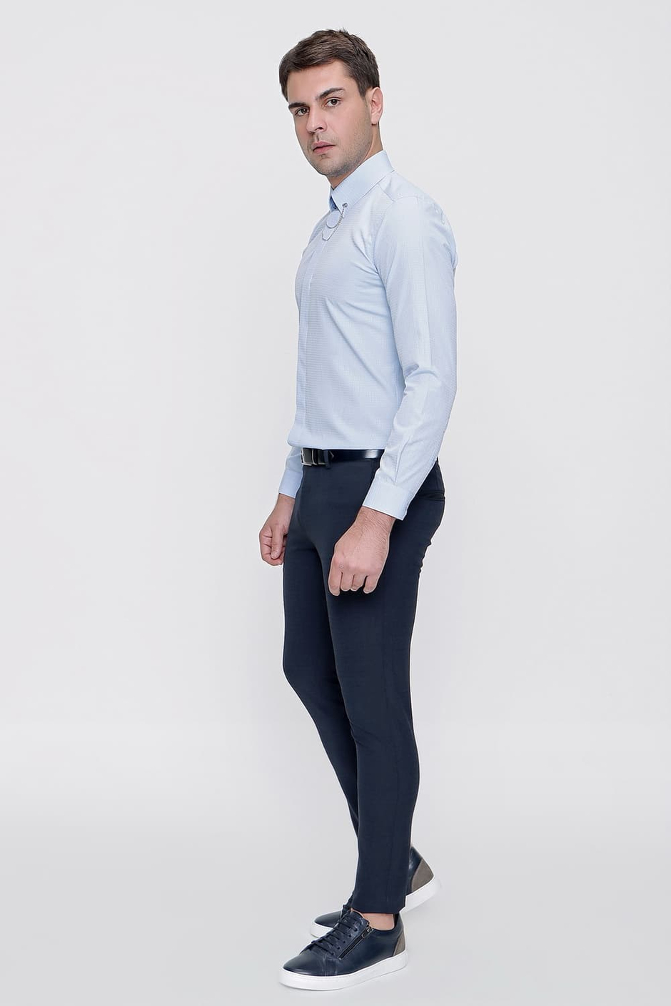 Slim Fit Yan Cep Esnek Pamuklu Dokulu Lacivert Pantolon P 1086