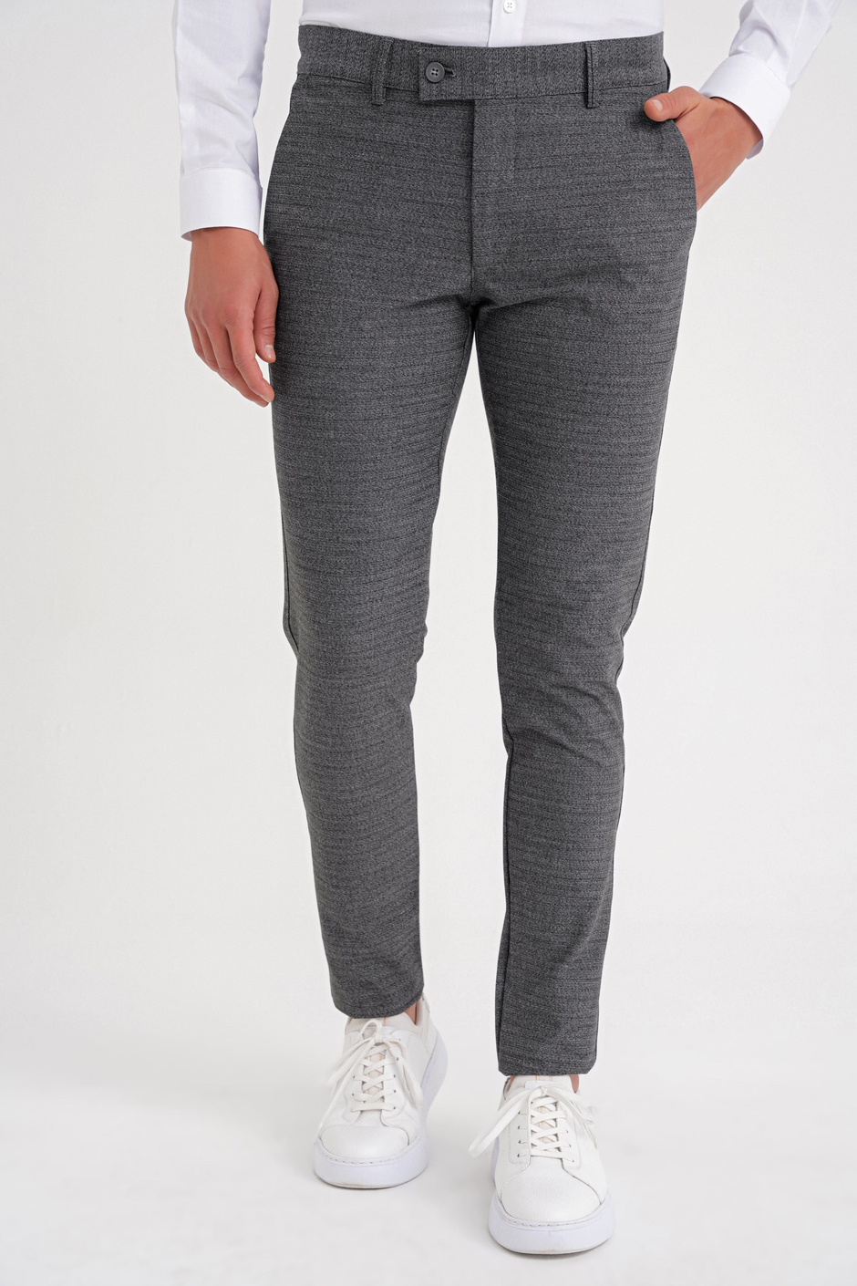 Slim Fit Yan Cep Esnek Pamuklu Dokulu Füme Pantolon P 1086