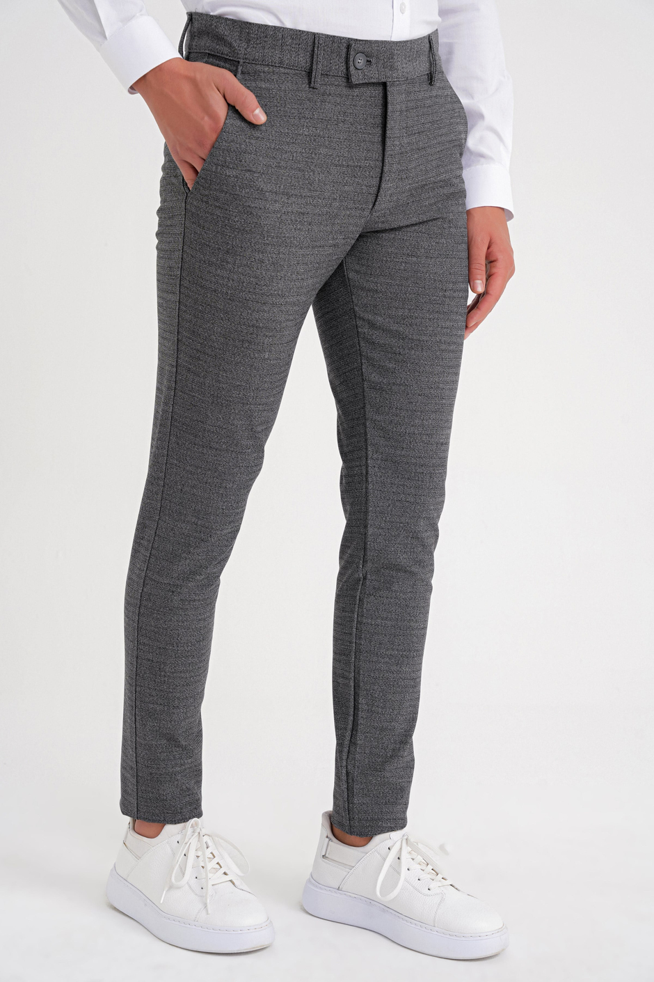 Slim Fit Yan Cep Esnek Pamuklu Dokulu Füme Pantolon P 1086