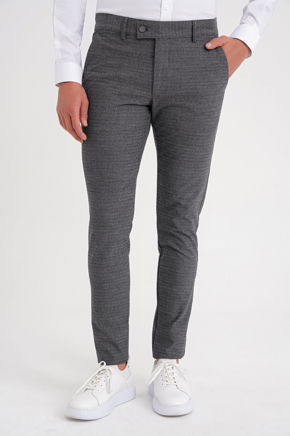 Slim Fit Yan Cep Esnek Pamuklu Dokulu Füme Pantolon P 1086