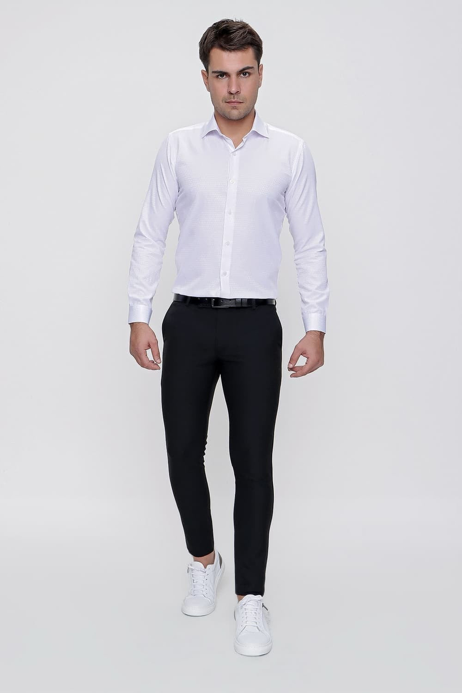 Slim Fit Yan Cep Esnek Pamuklu Dokulu Siyah Pantolon P 1086