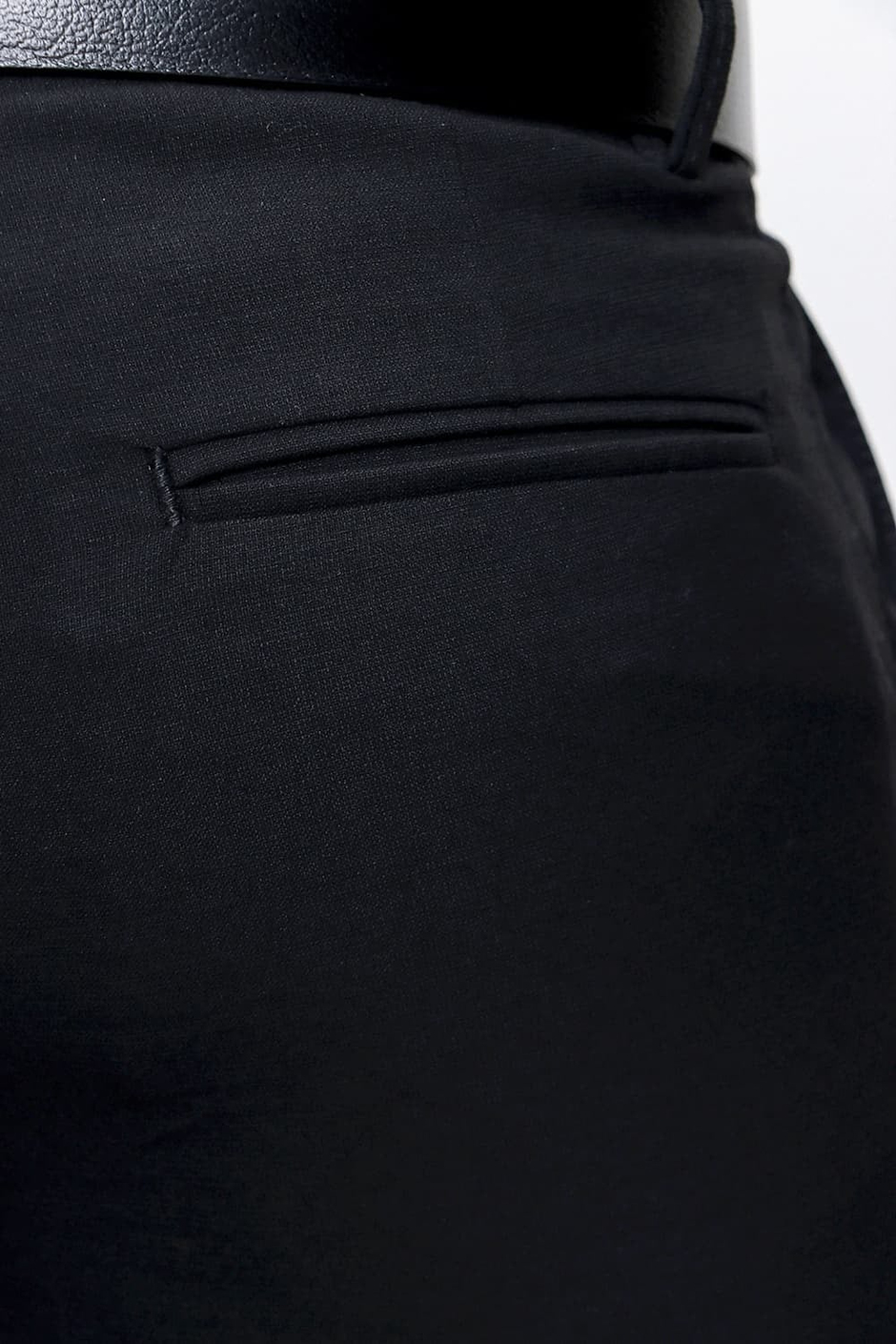 Slim Fit Yan Cep Esnek Pamuklu Dokulu Siyah Pantolon P 1086
