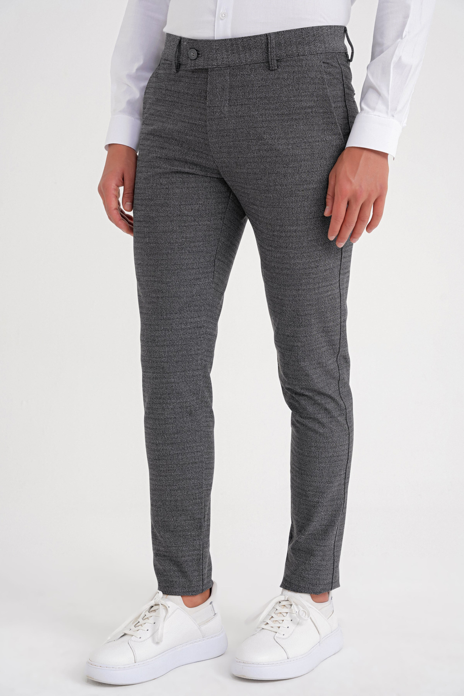 Slim Fit Yan Cep Esnek Pamuklu Dokulu Füme Pantolon P 1086