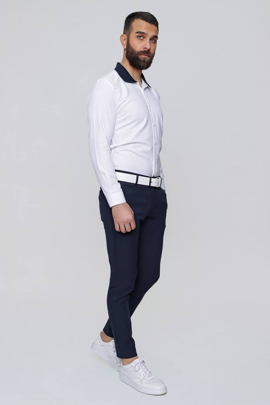 Slim Fit Yan Cep Esnek Pamuklu Lacivert Chino Pantolon P 1088