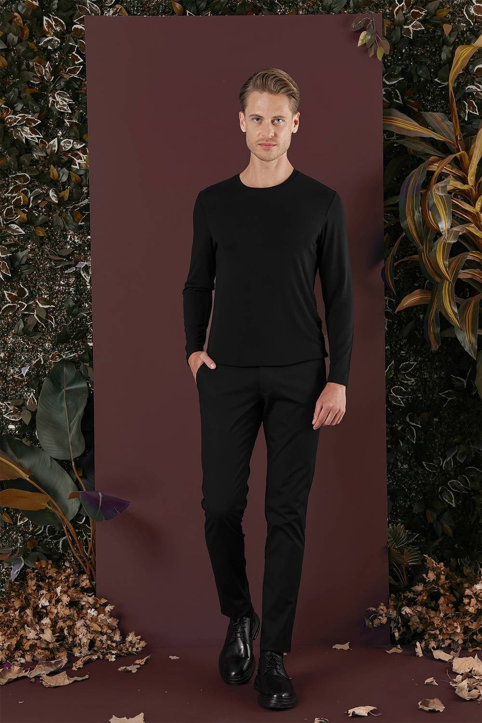 Slim Fit Yan Cep Esnek Pamuklu Siyah Kanvas Pantolon P 1125