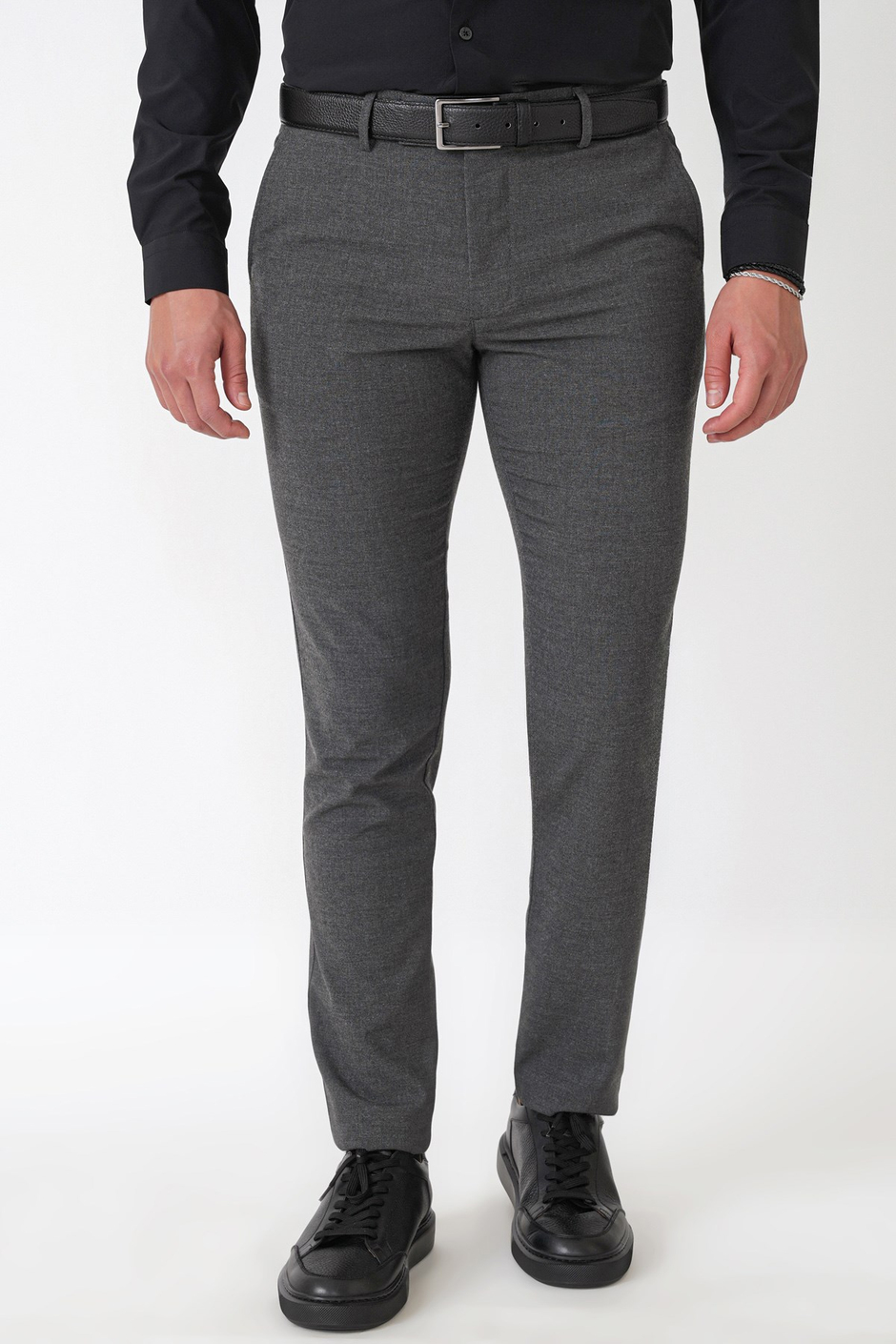 Slim Fit Yan Cep Esnek Yünlü Antrasit Pantolon P 1232