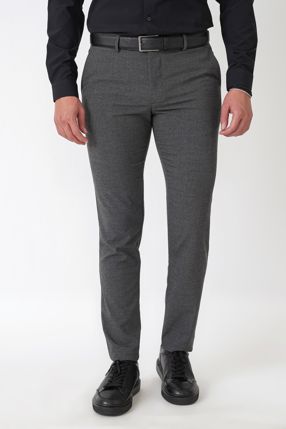 Slim Fit Yan Cep Esnek Yünlü Antrasit Pantolon P 1232