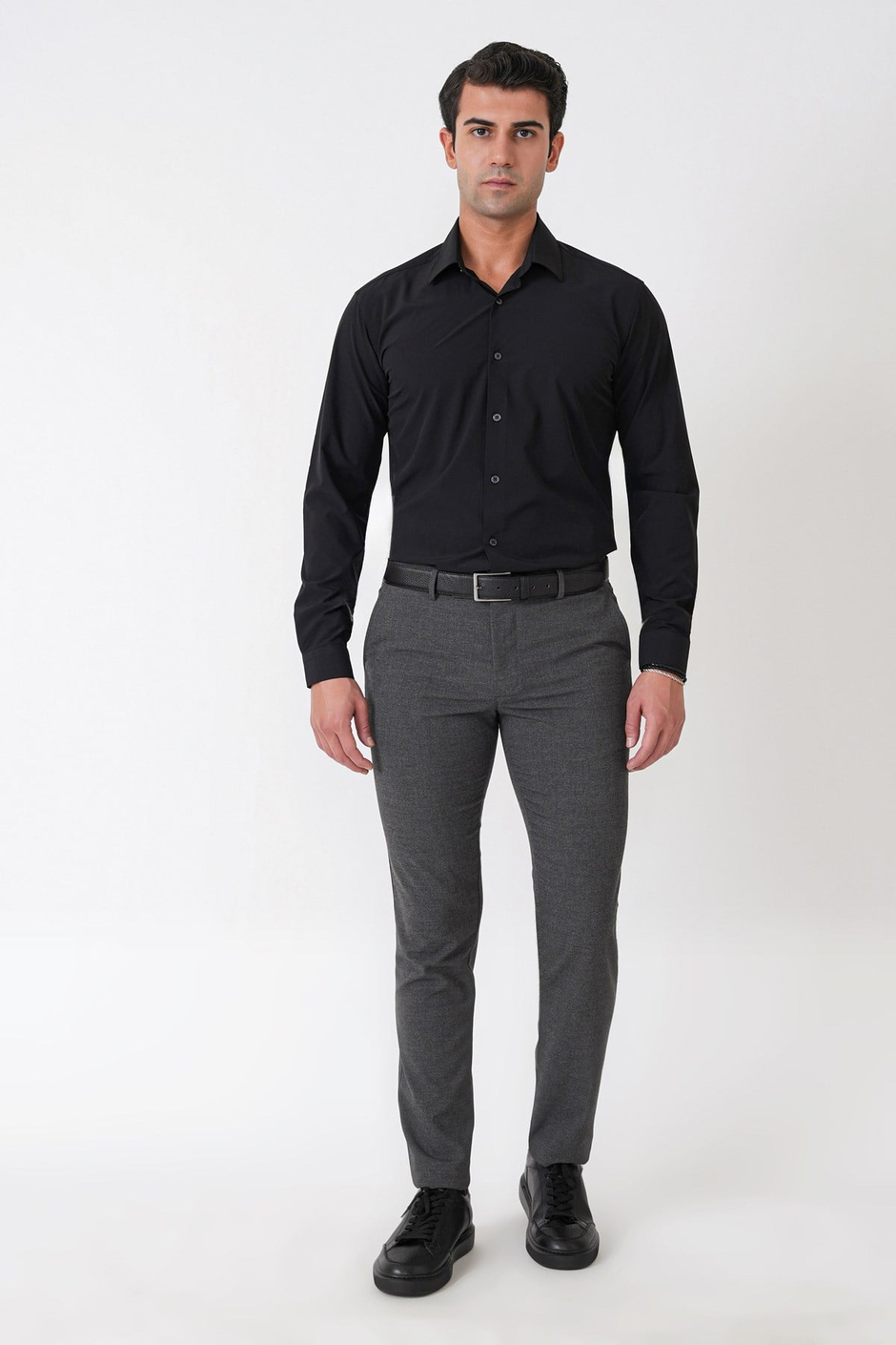 Slim Fit Yan Cep Esnek Yünlü Antrasit Pantolon P 1232