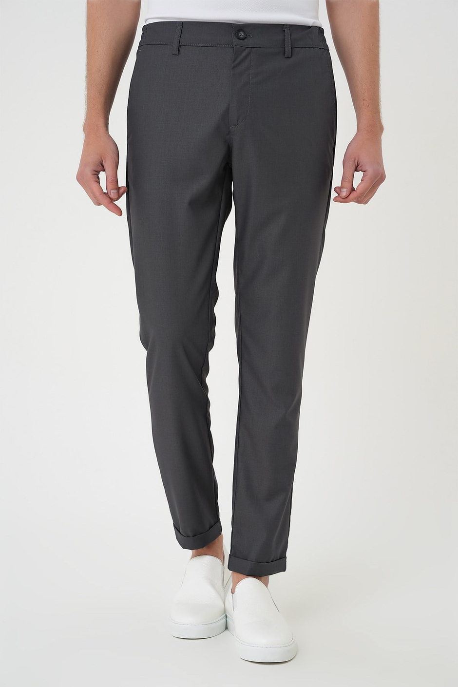 Slim Fit Yan Cep Pamuklu Duble Paça Antrasit Jogger Pantolon P 1165