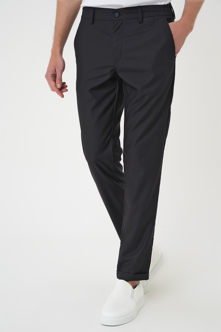 Slim Fit Yan Cep Pamuklu Duble Paça Füme Jogger Pantolon P 1165