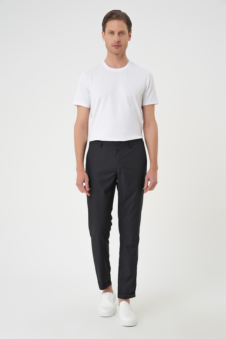 Slim Fit Yan Cep Pamuklu Duble Paça Füme Jogger Pantolon P 1165