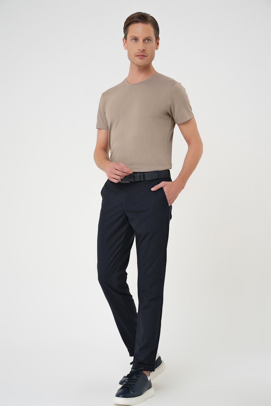 Slim Fit Yan Cep Pamuklu Duble Paça Lacivert Jogger Pantolon P 1165