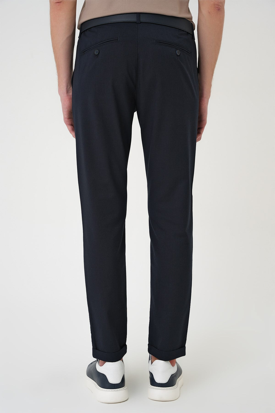 Slim Fit Yan Cep Pamuklu Duble Paça Lacivert Jogger Pantolon P 1165